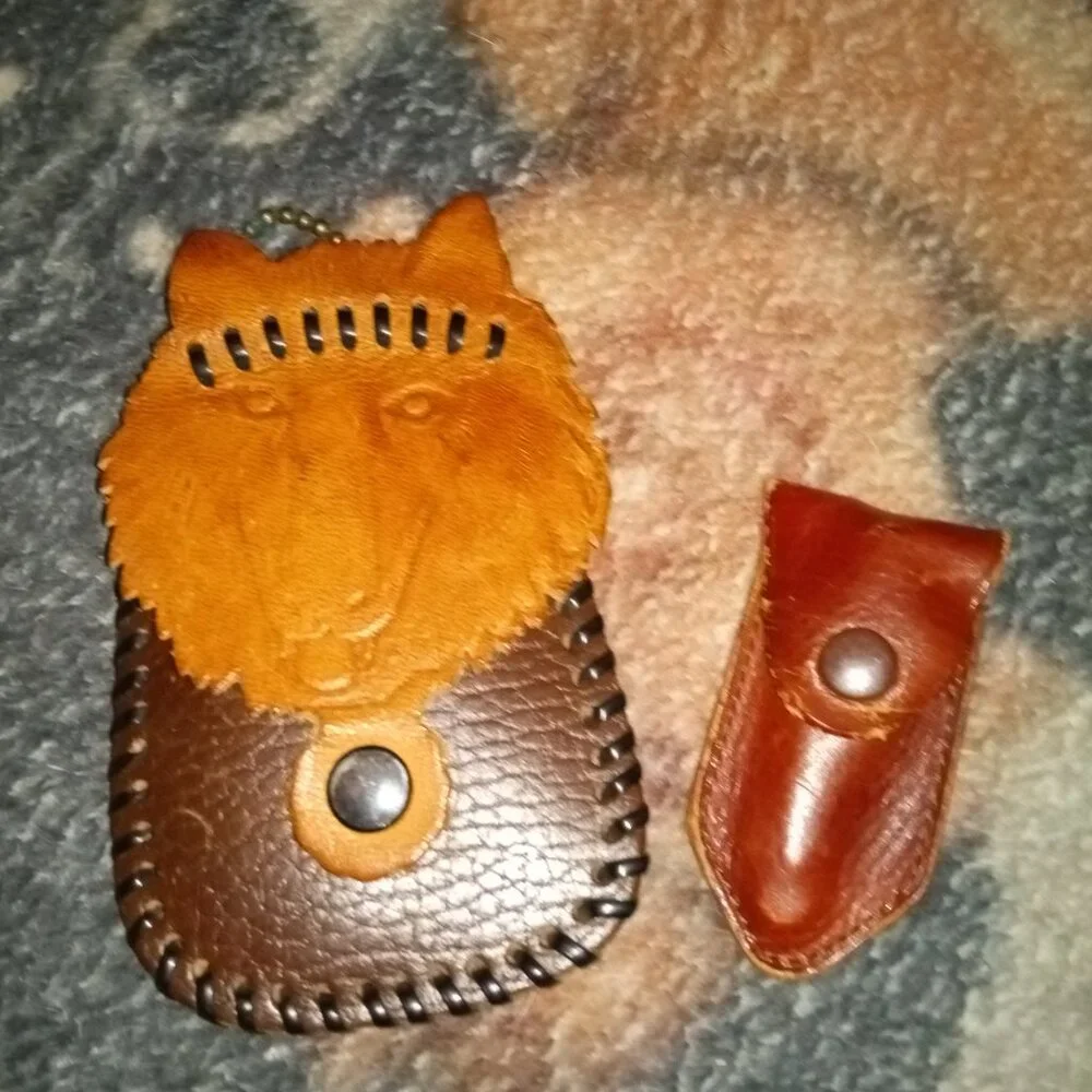 Ginuine Leather Wolf Pouch & Nail Clippers With Pouch
